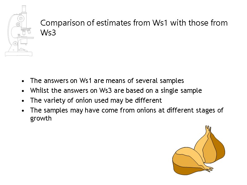 Comparison of estimates from Ws1 with those from Ws3 The answers on Ws1 are